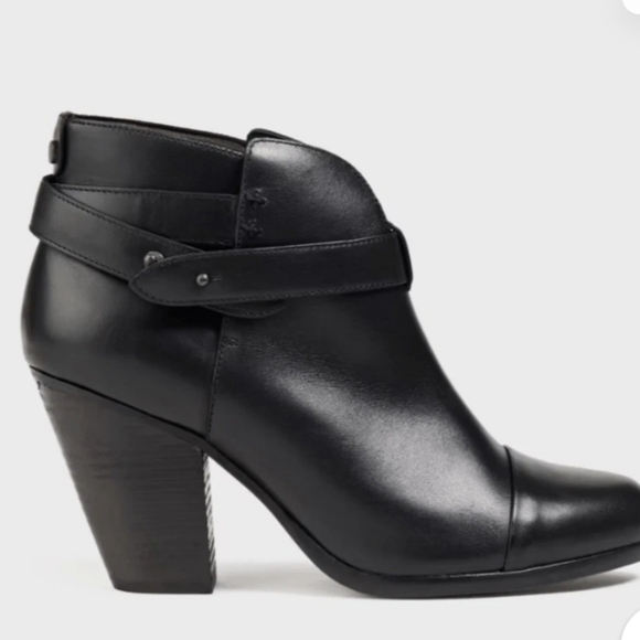 RAG & BONE HARROW LEATHER HEEL BOOTIES ROUND TOE BLACK SZ 39/8.5 - Picture 2 of 14